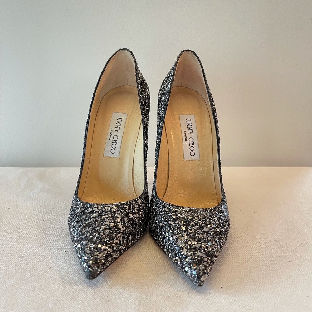 ❌🚫Sold 🚫❌! ! ! Jimmy Choo Anouk ombré 120mm glitter 38.5 - Picture 4 of 7